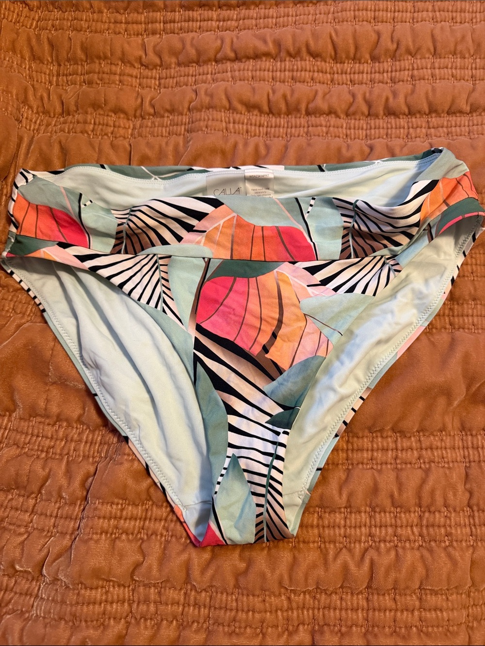 Calia Tropical Print Bikini Bottoms - Mint & Coral